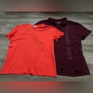 Calvin Klein Shirt Orange and Deep Maroon Tees